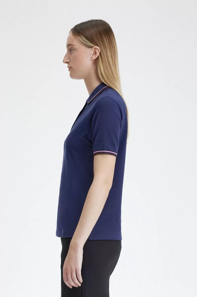 fred perry g3600 camicia da donna blu navy francese rosa antico rosso scuro