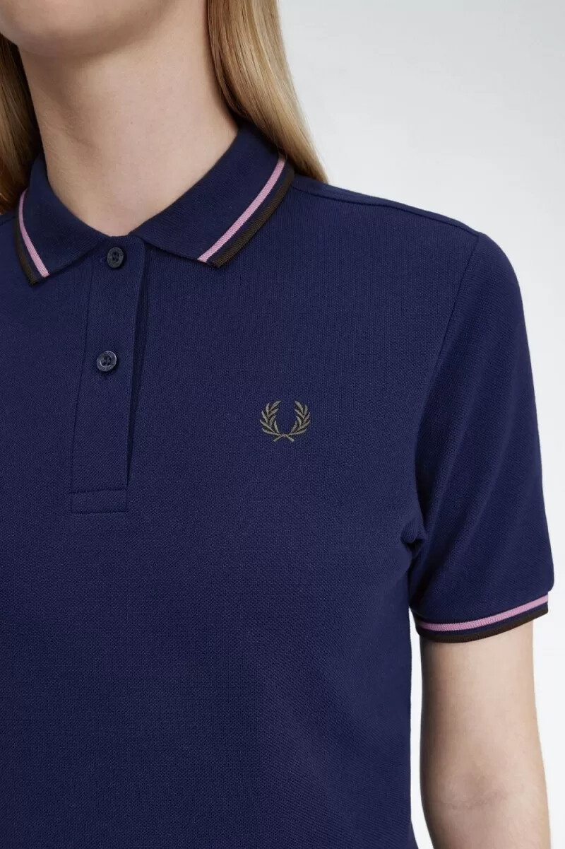 fred perry g3600 camicia da donna blu navy francese rosa antico rosso scuro