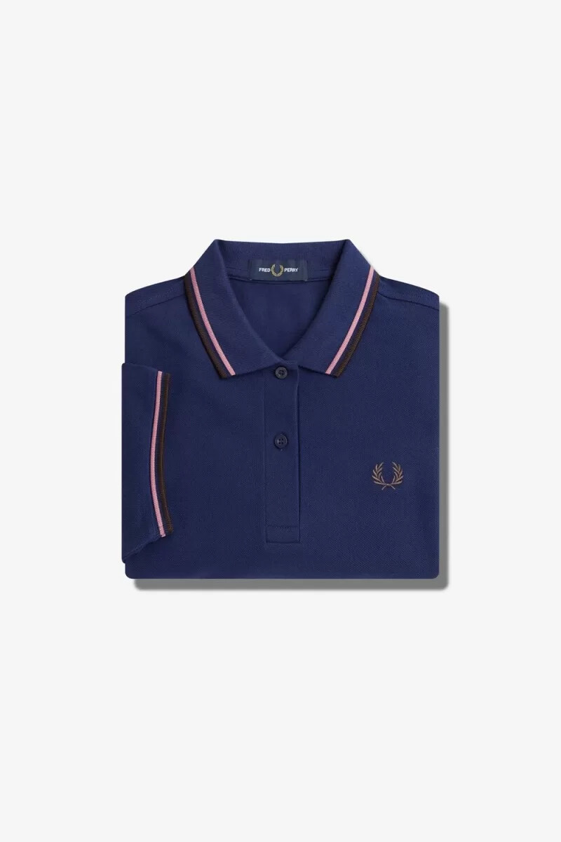 fred perry g3600 camicia da donna blu navy francese rosa antico rosso scuro