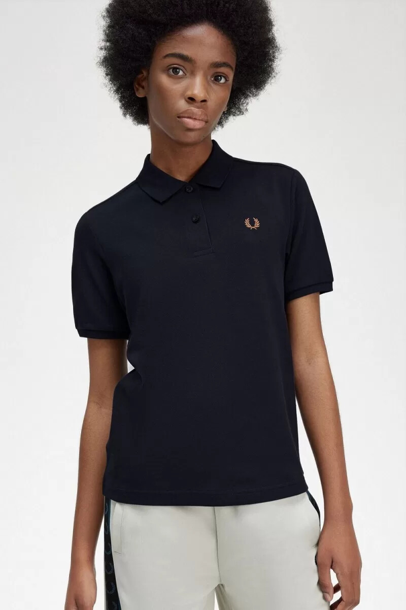 fred perry g6000 camicia da donna blu navy marrone