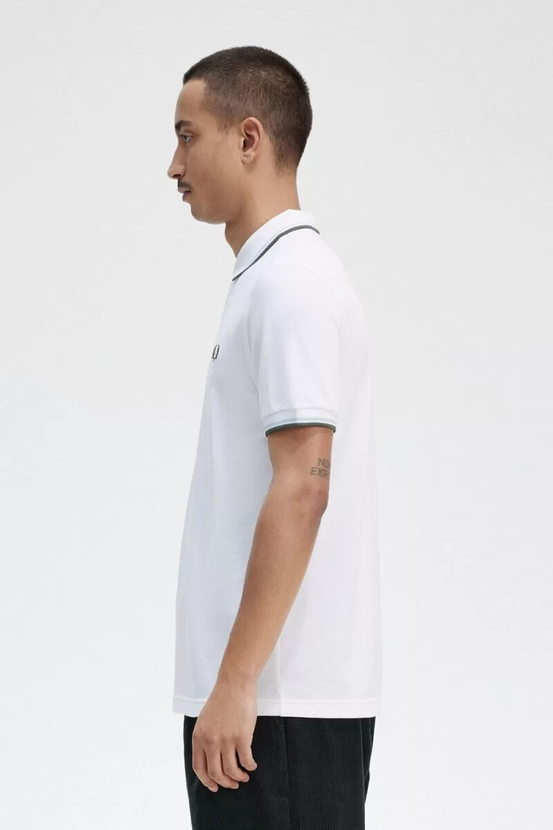 fred perry m3600 camicia da uomo bianca verde acqua chiaro