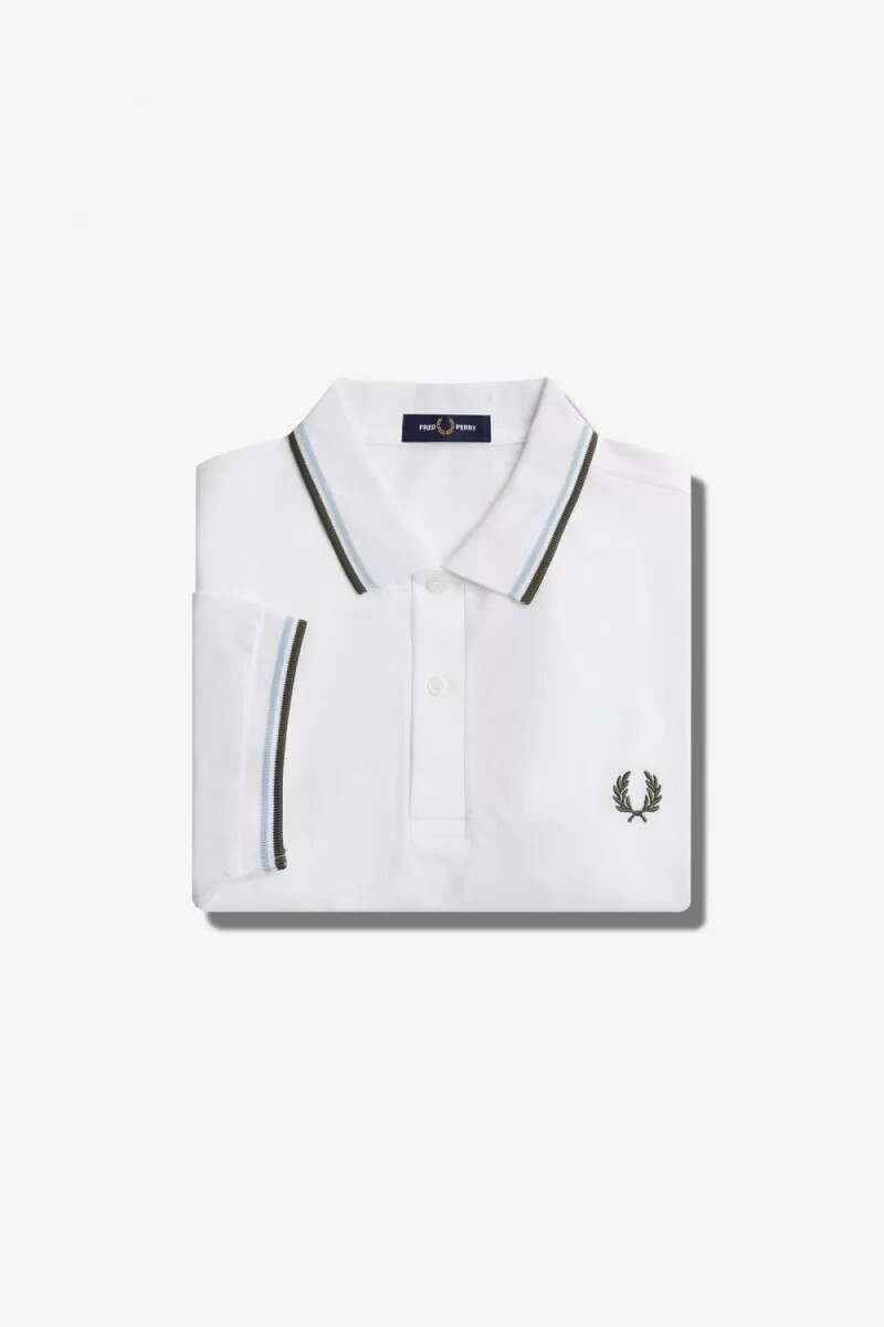 fred perry m3600 camicia da uomo bianca verde acqua chiaro