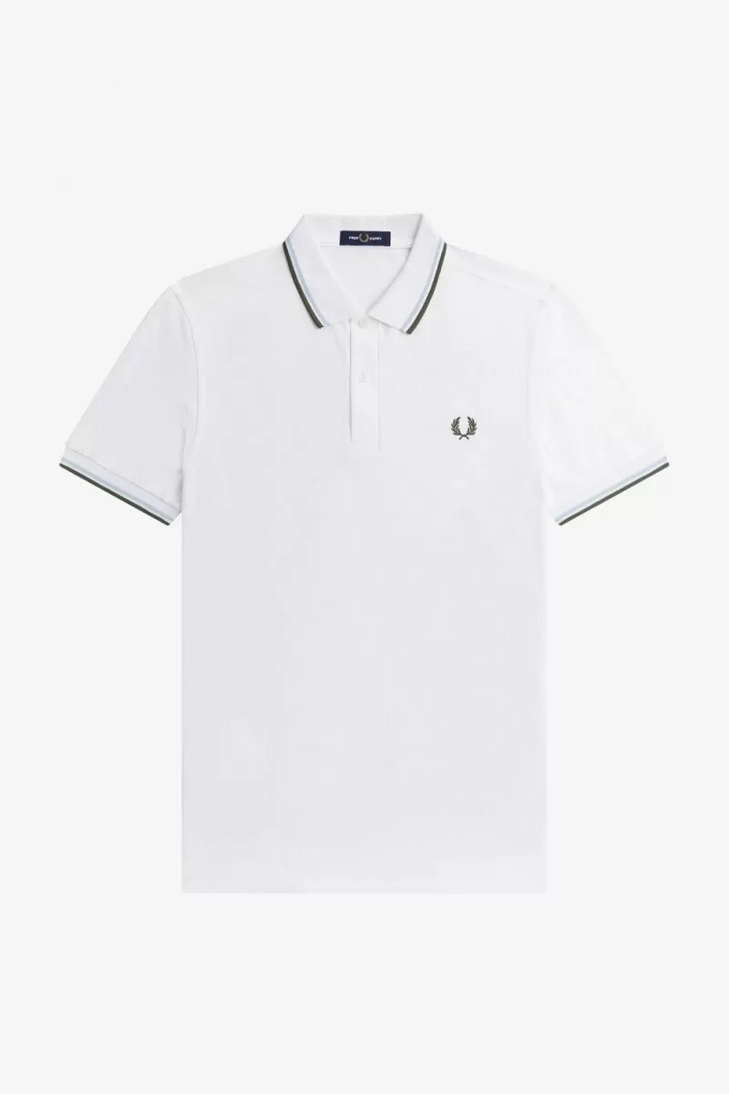 fred perry m3600 camicia da uomo bianca verde acqua chiaro