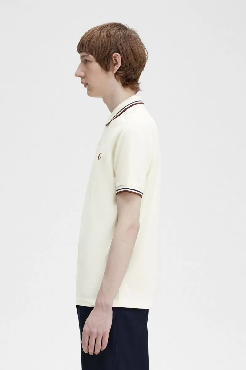 fred perry m3600 camicia da uomo beige blu navy francese whisky marrone
