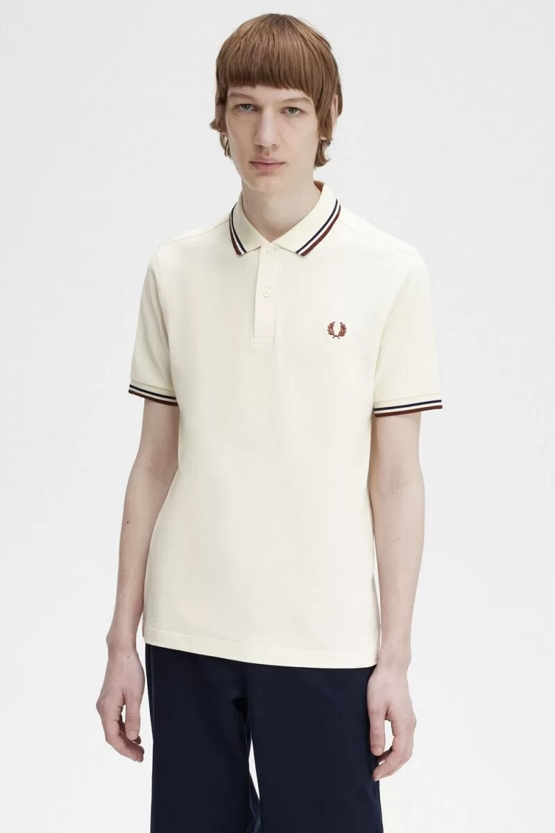 fred perry m3600 camicia da uomo beige blu navy francese whisky marrone