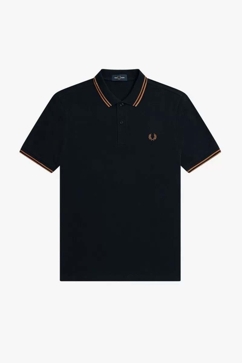 fred perry m3600 camicia da uomo blu navy caffè scuro