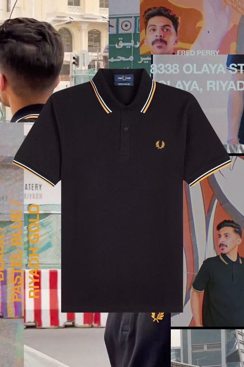fred perry m12 camicia da uomo nera blu pastello riyadh gold
