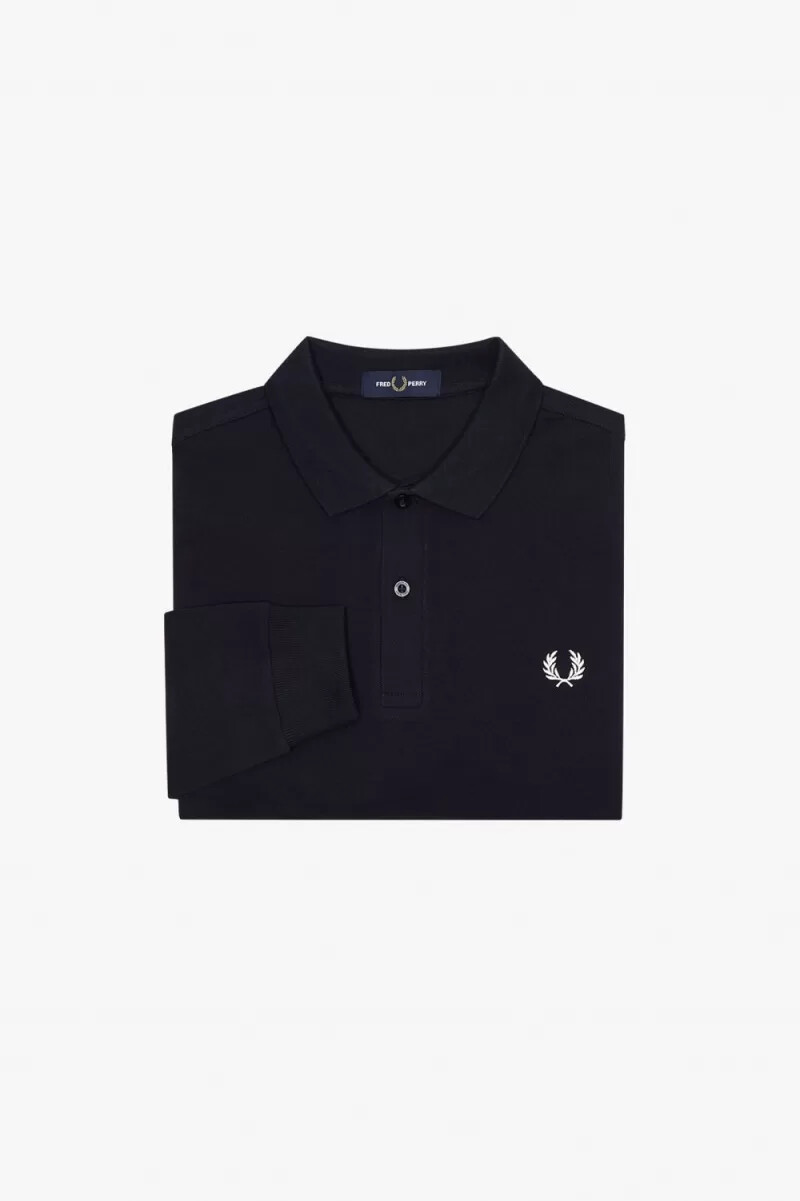 fred perry m6006 camicia da uomo blu navy e bianca