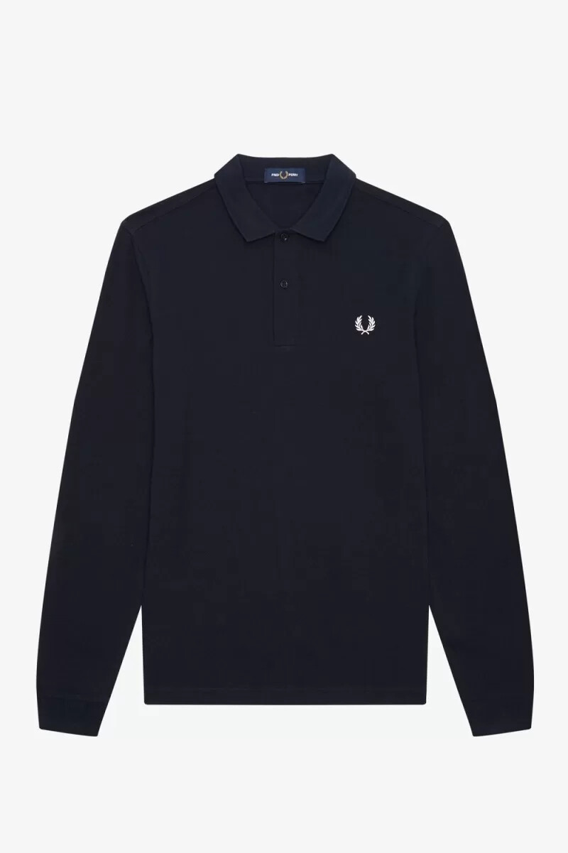 fred perry m6006 camicia da uomo blu navy e bianca