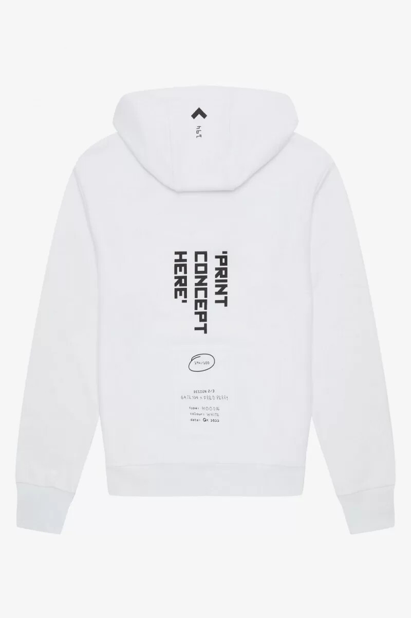 felpa con cappuccio stampata fred perry da uomo bianca