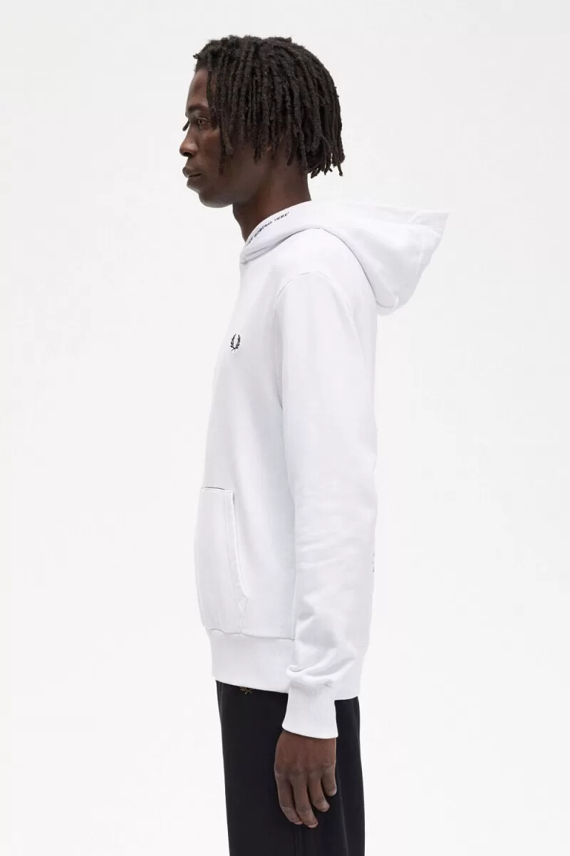 felpa con cappuccio stampata fred perry da uomo bianca