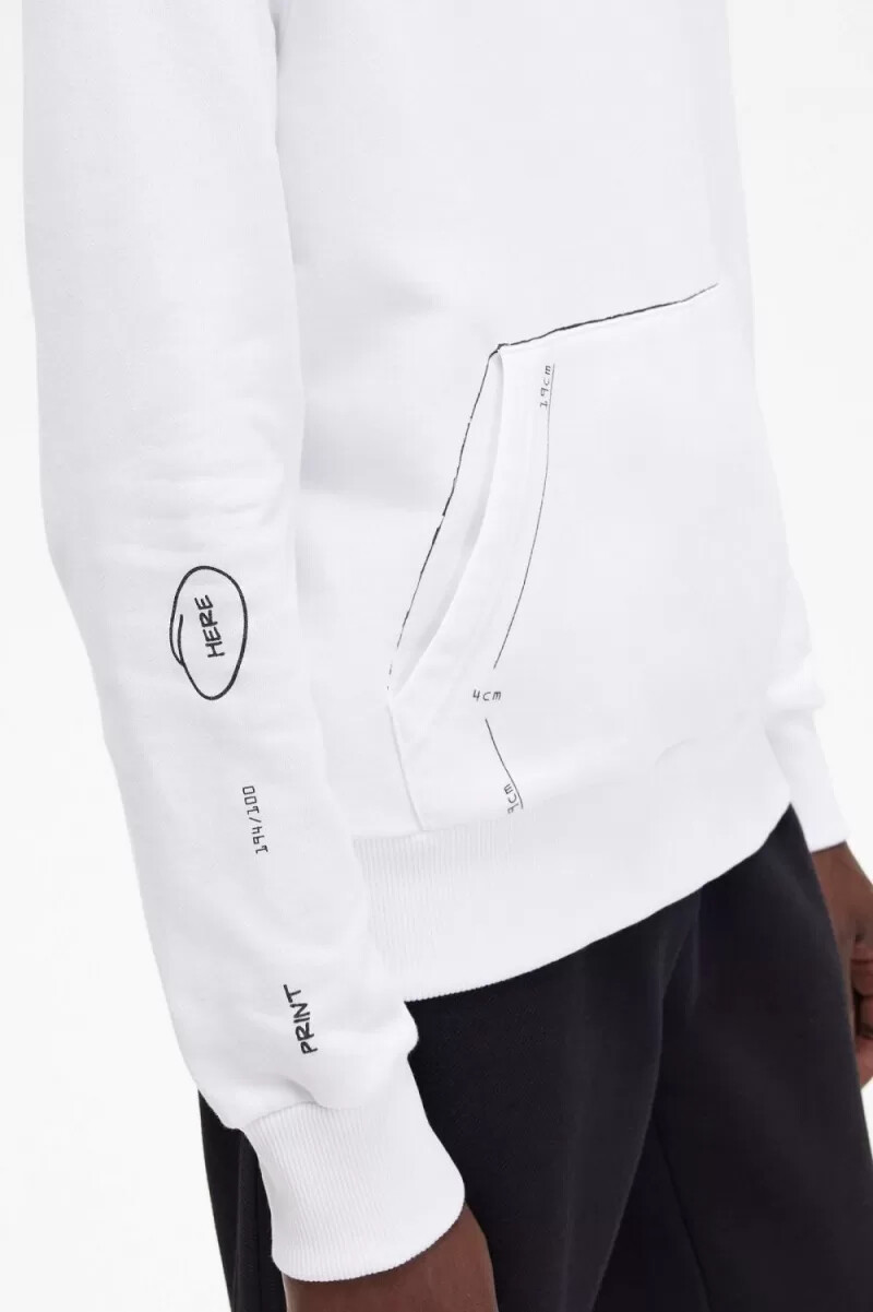 felpa con cappuccio stampata fred perry da uomo bianca