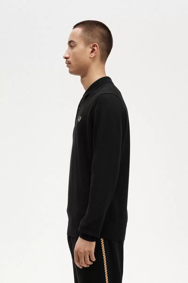fred perry maglia a maniche lunghe da uomo nera