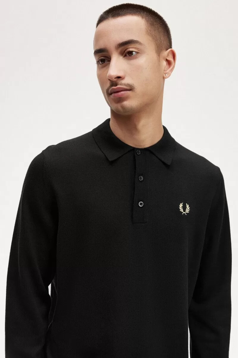 fred perry maglia a maniche lunghe da uomo nera