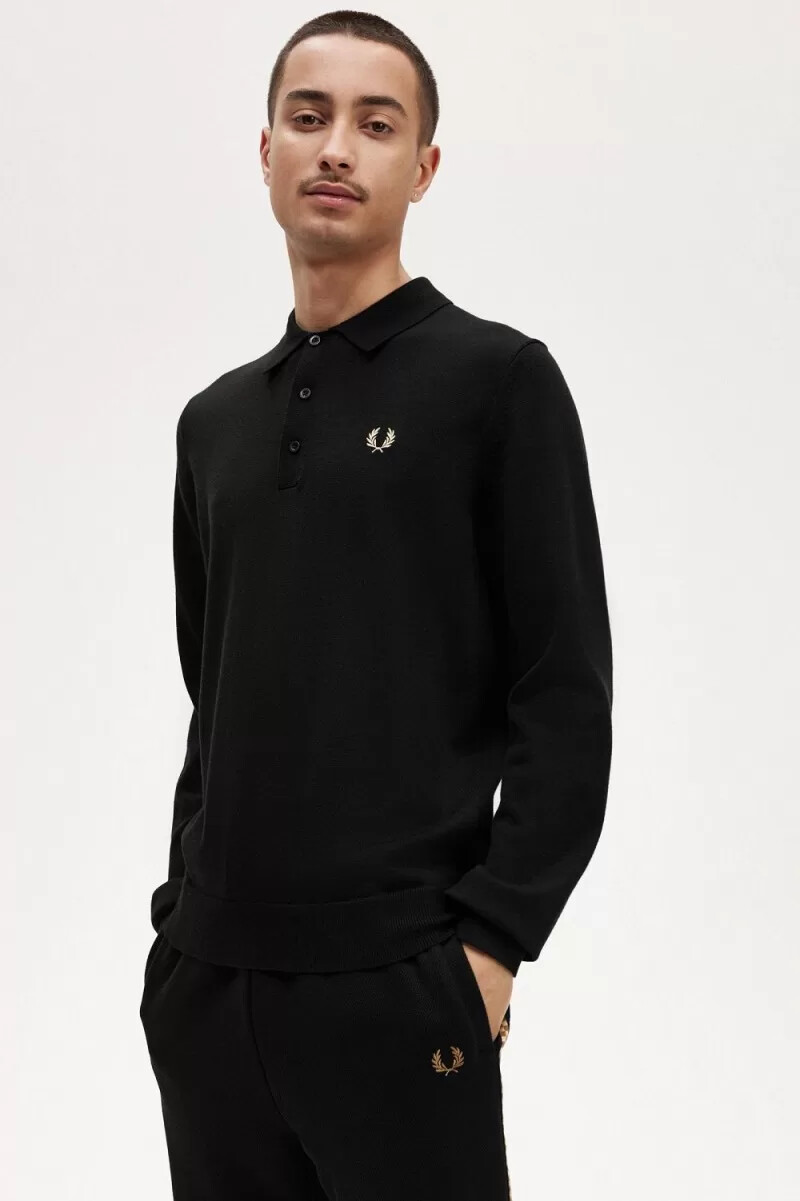 fred perry maglia a maniche lunghe da uomo nera