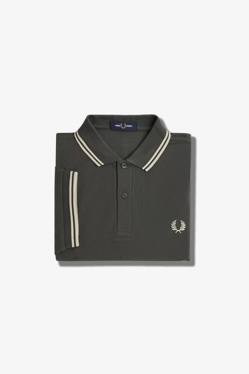 fred perry m3600 camicia da uomo field green oatmeal oatmeal