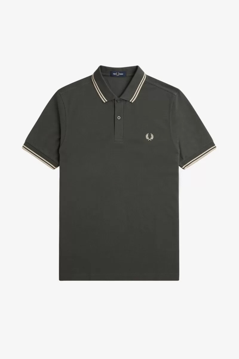 fred perry m3600 camicia da uomo field green oatmeal oatmeal