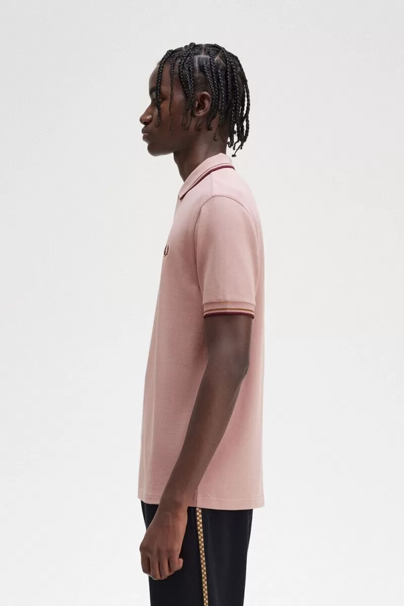 fred perry m3600 camicia da uomo dusty rose rosa marrone sangue di bue