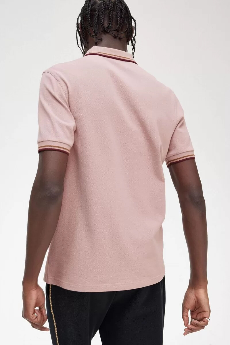 fred perry m3600 camicia da uomo dusty rose rosa marrone sangue di bue