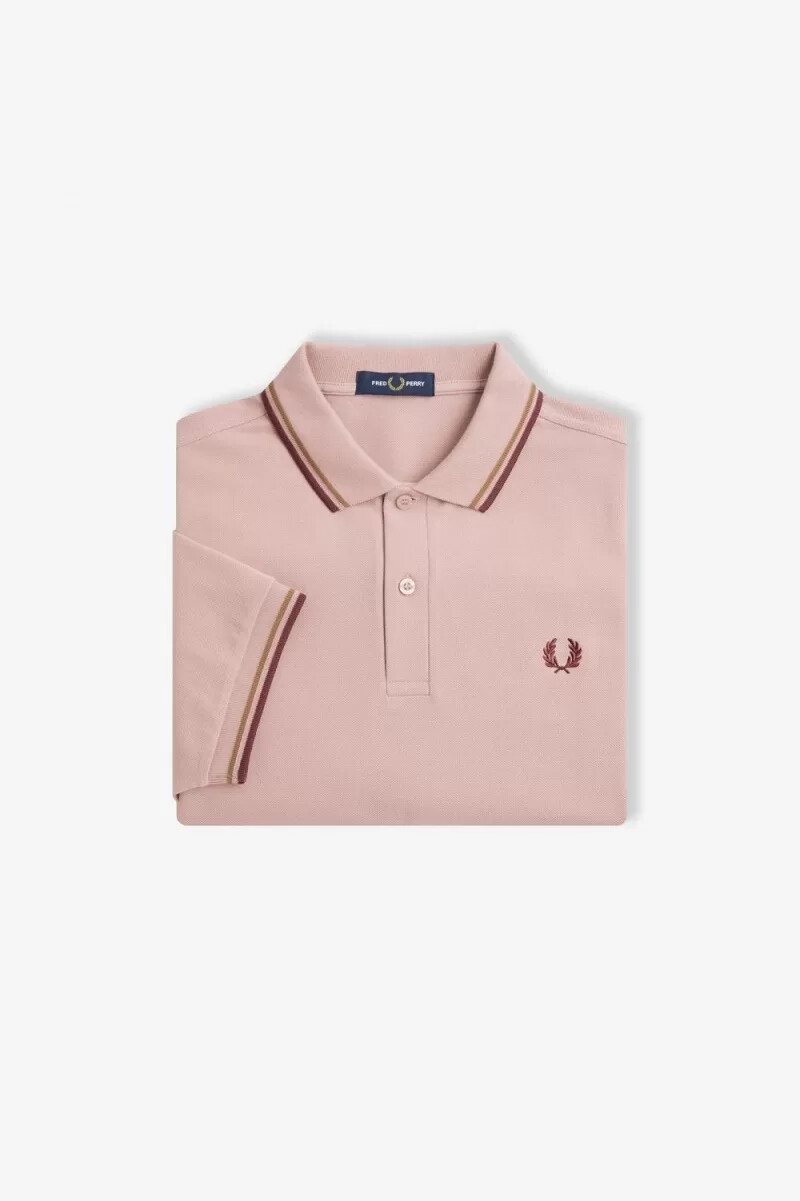 fred perry m3600 camicia da uomo dusty rose rosa marrone sangue di bue