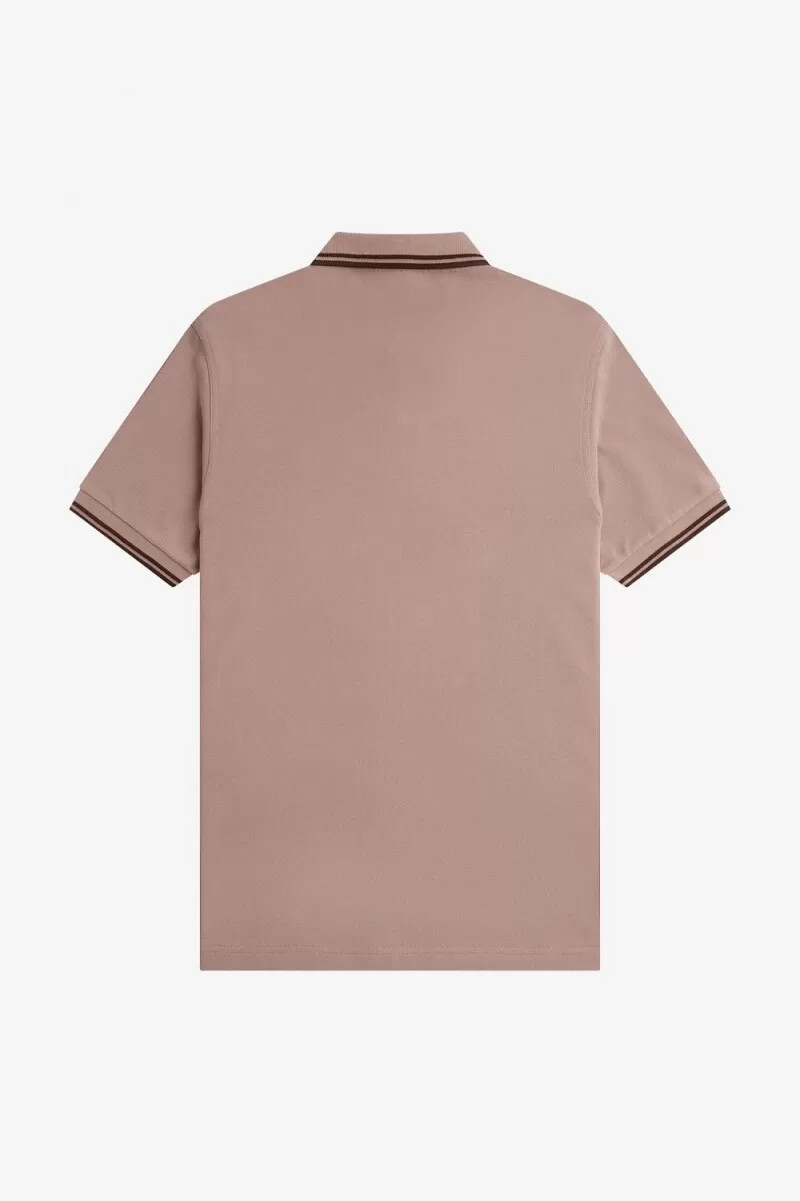 fred perry m3600 camicia da uomo rosa scuro tabacco bruciato