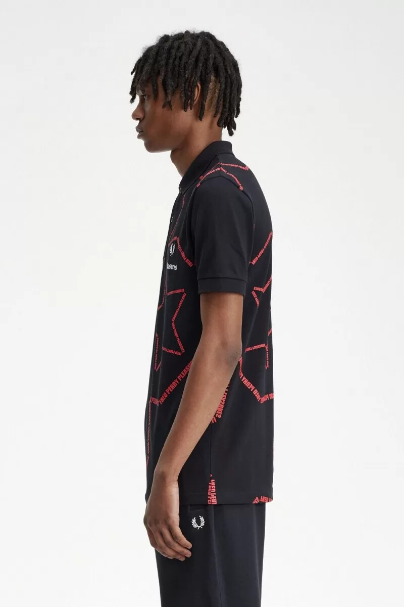 camicia da uomo fred perry star nera