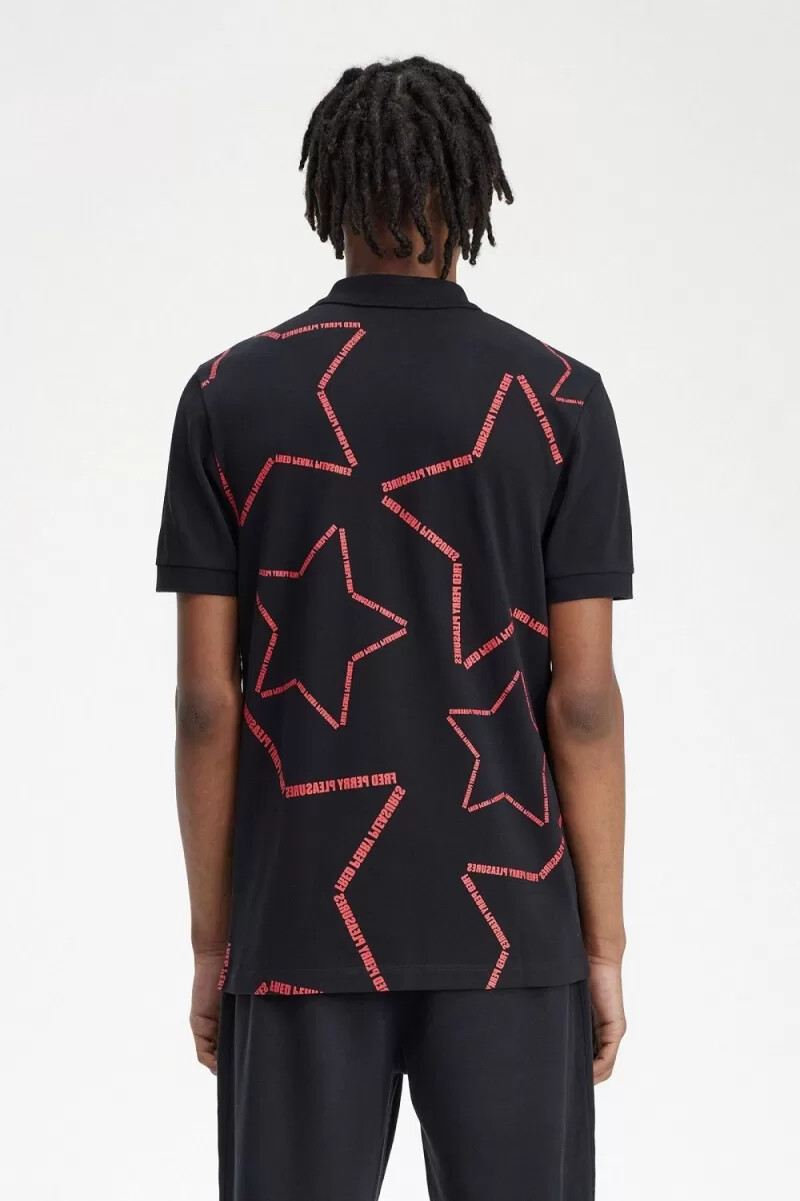 camicia da uomo fred perry star nera