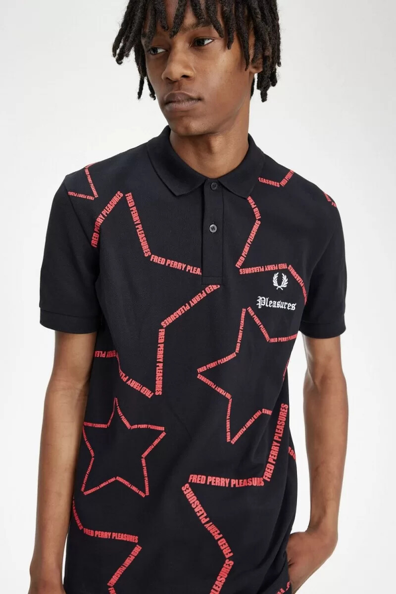 camicia da uomo fred perry star nera