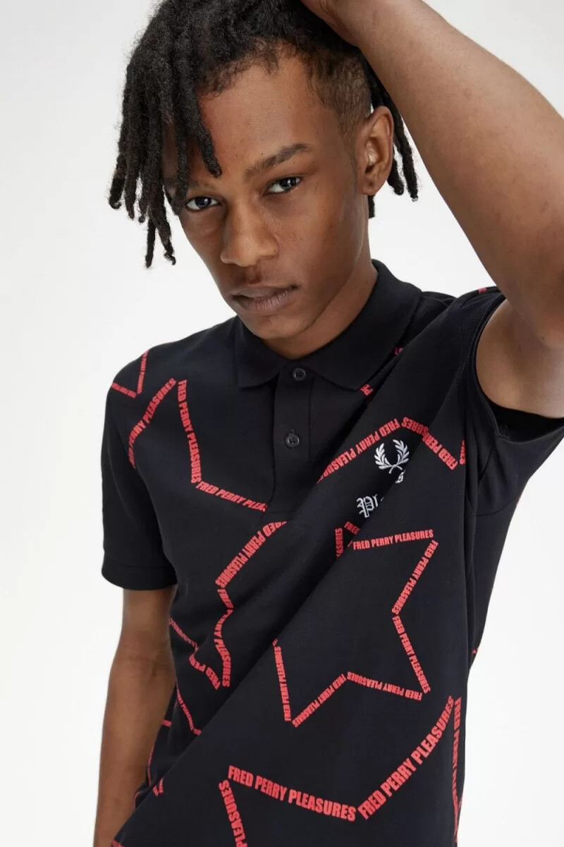 camicia da uomo fred perry star nera