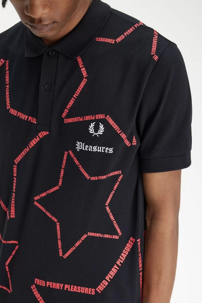 camicia da uomo fred perry star nera