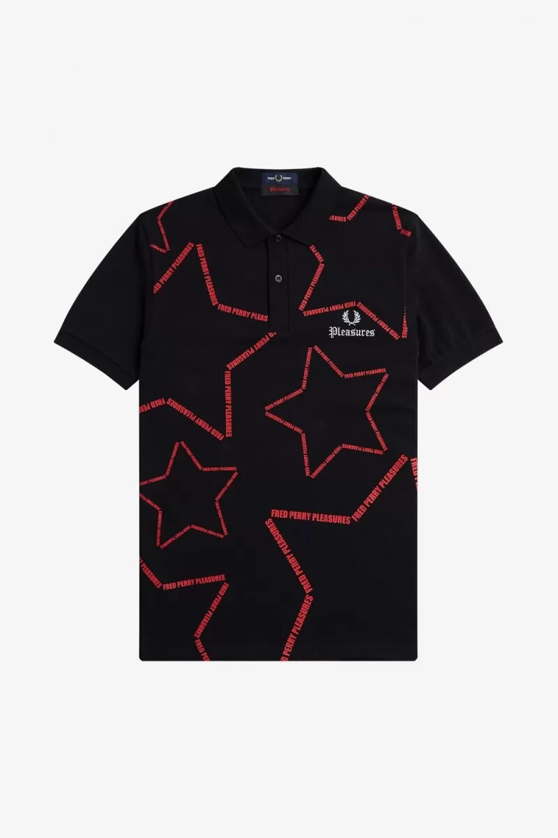 camicia da uomo fred perry star nera