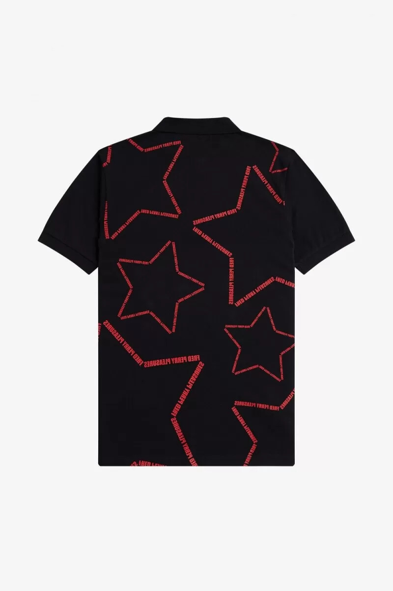 camicia da uomo fred perry star nera
