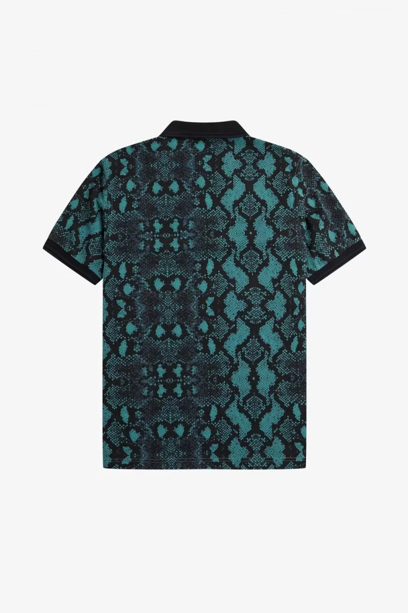 camicia da uomo fred perry con stampa serpente colore menta intenso