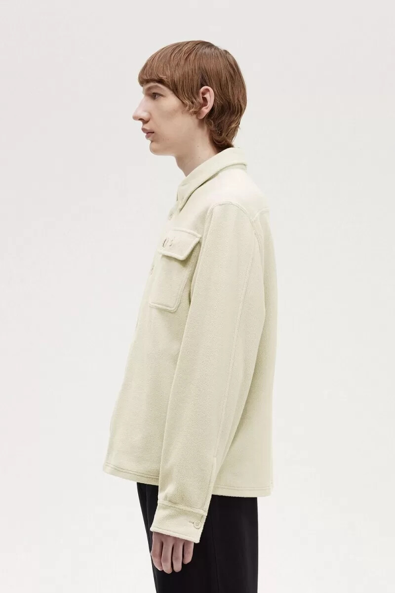 camicia da uomo in pile fred perry color avena