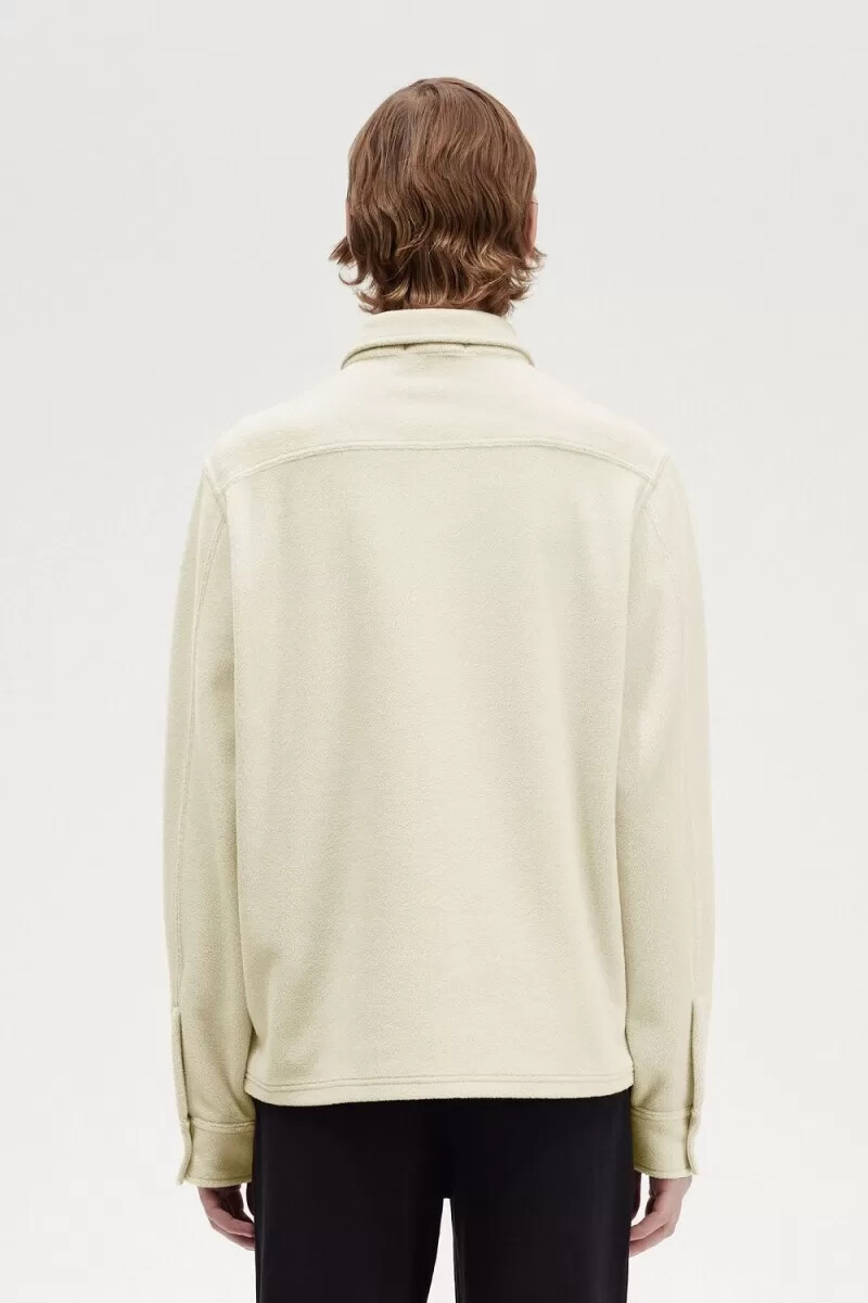 camicia da uomo in pile fred perry color avena