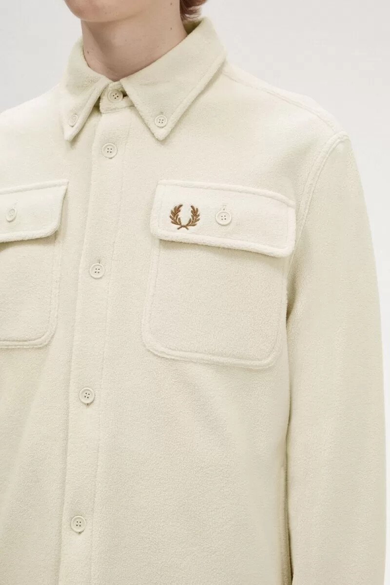 camicia da uomo in pile fred perry color avena