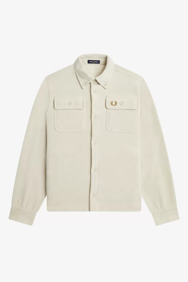 camicia da uomo in pile fred perry color avena