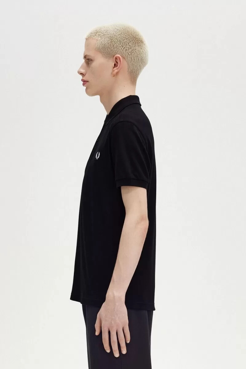 fred perry m6000 camicia da uomo nera bianca come la neve