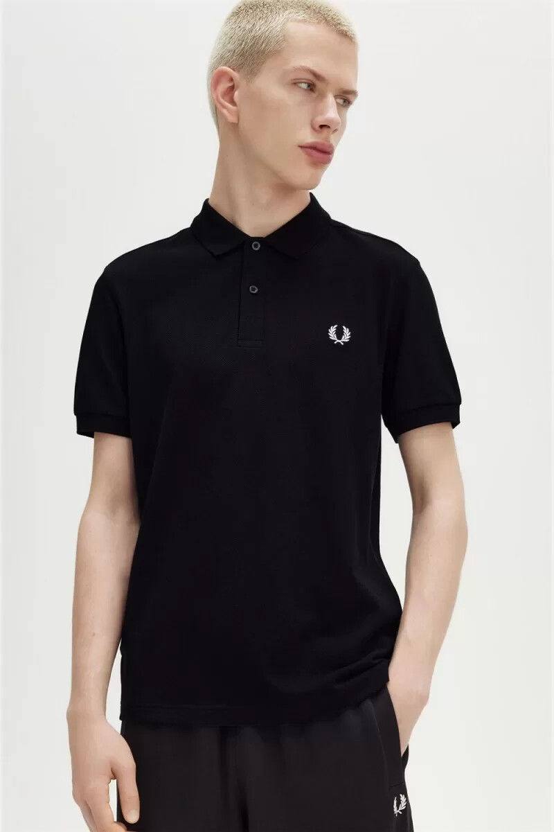 fred perry m6000 camicia da uomo nera bianca come la neve