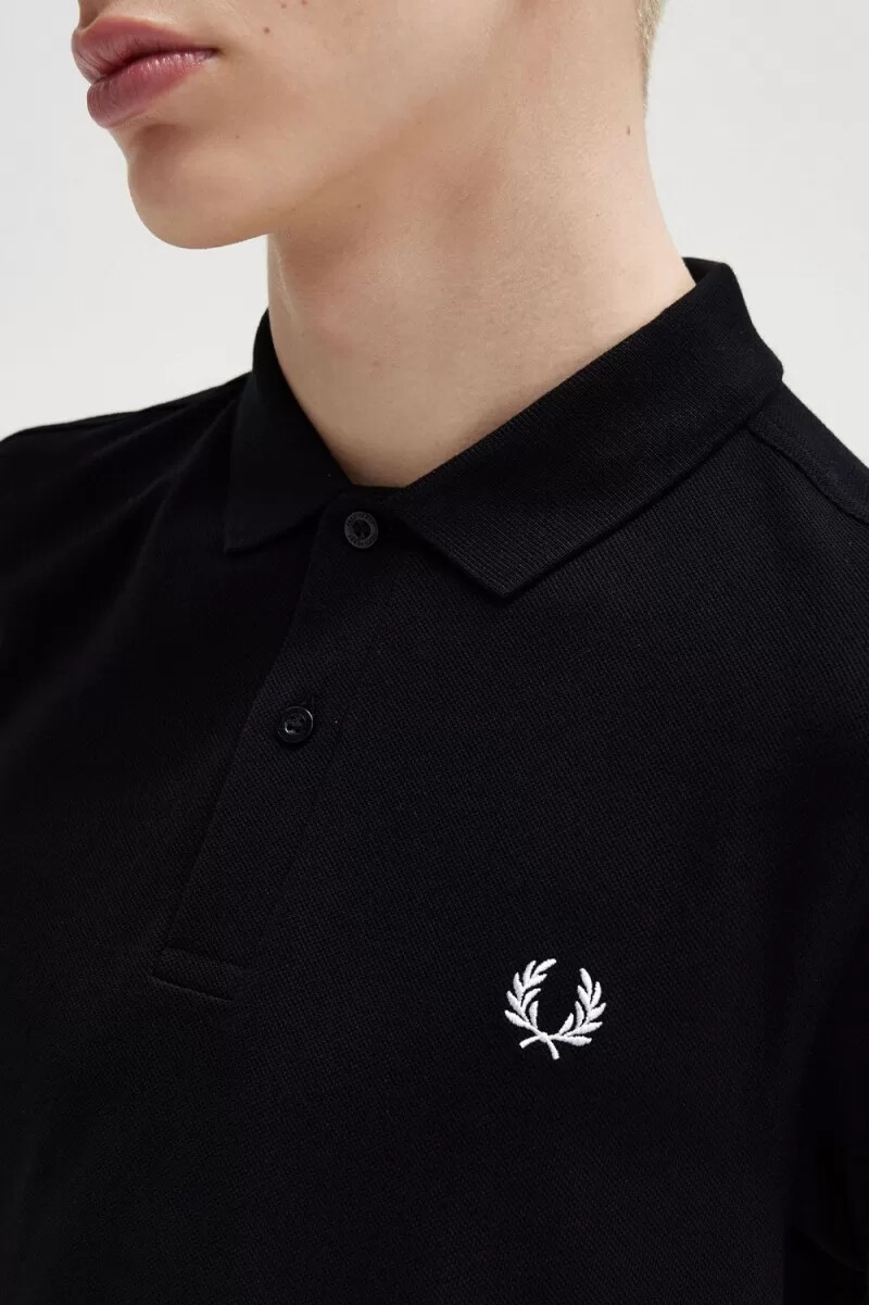 fred perry m6000 camicia da uomo nera bianca come la neve