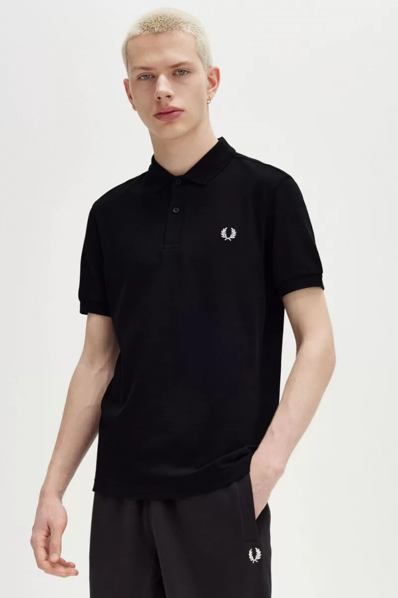 fred perry m6000 camicia da uomo nera bianca come la neve