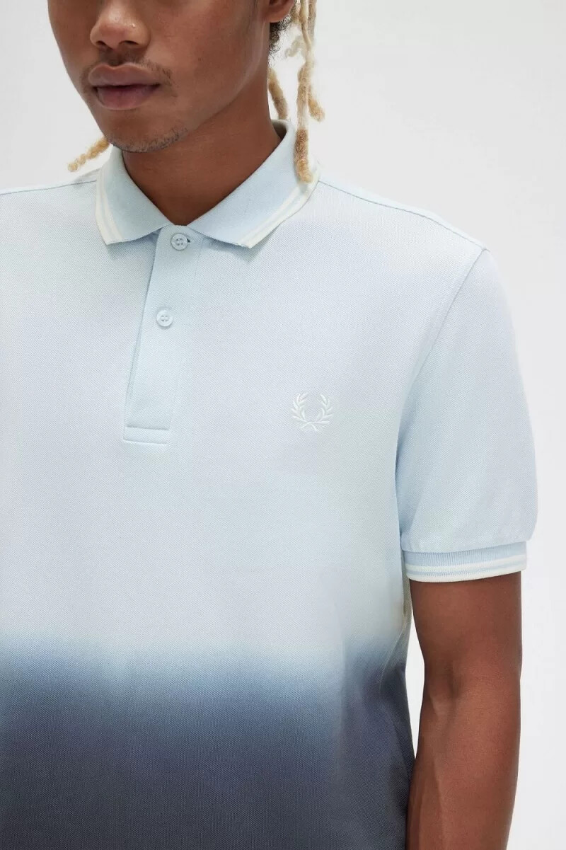 camicia da uomo fred perry ombre light aqua