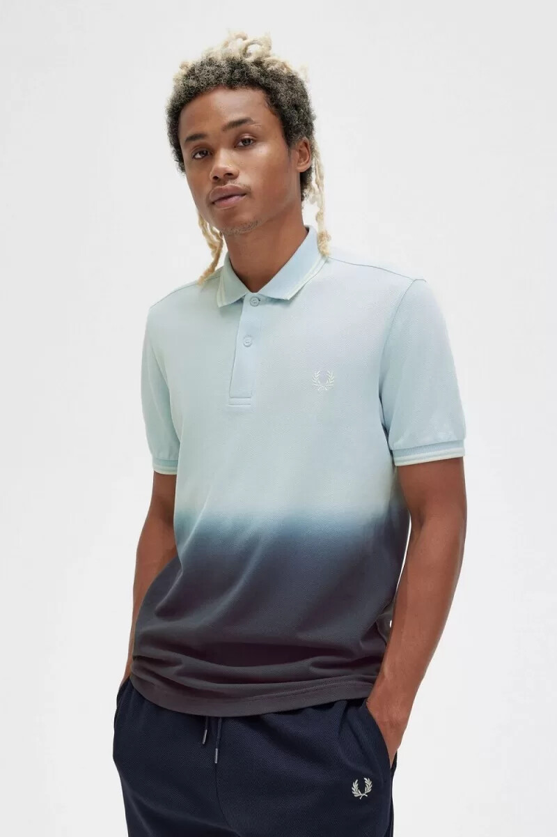 camicia da uomo fred perry ombre light aqua