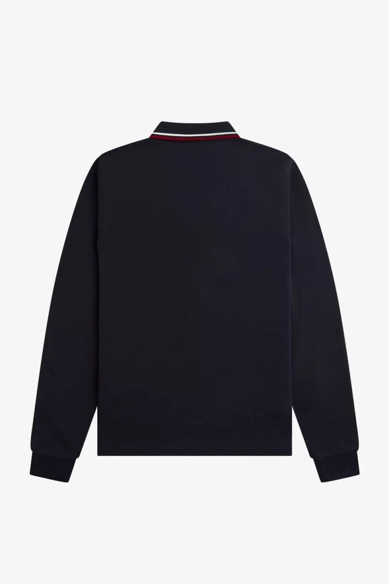 fred perry m3636 camicia da uomo blu navy bianco neve rosso bruciato