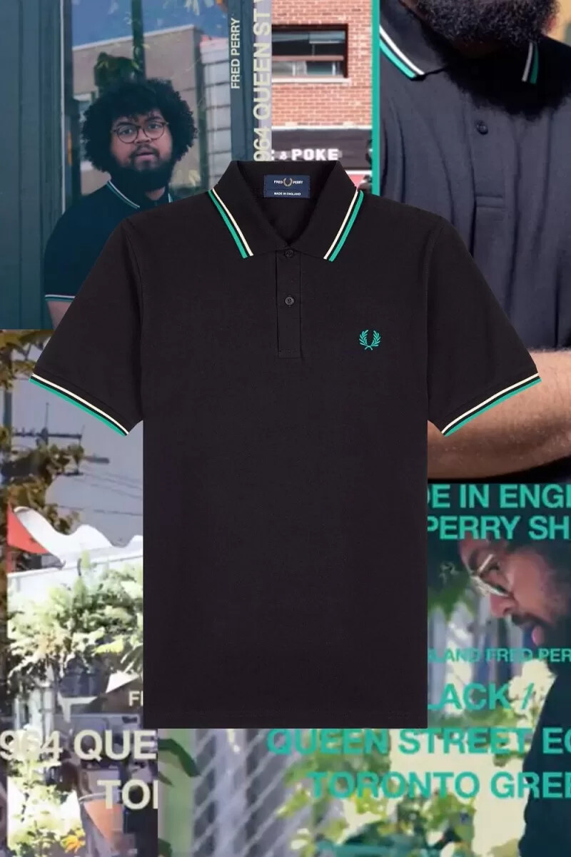 fred perry m12 camicia da uomo nera queen street toronto green
