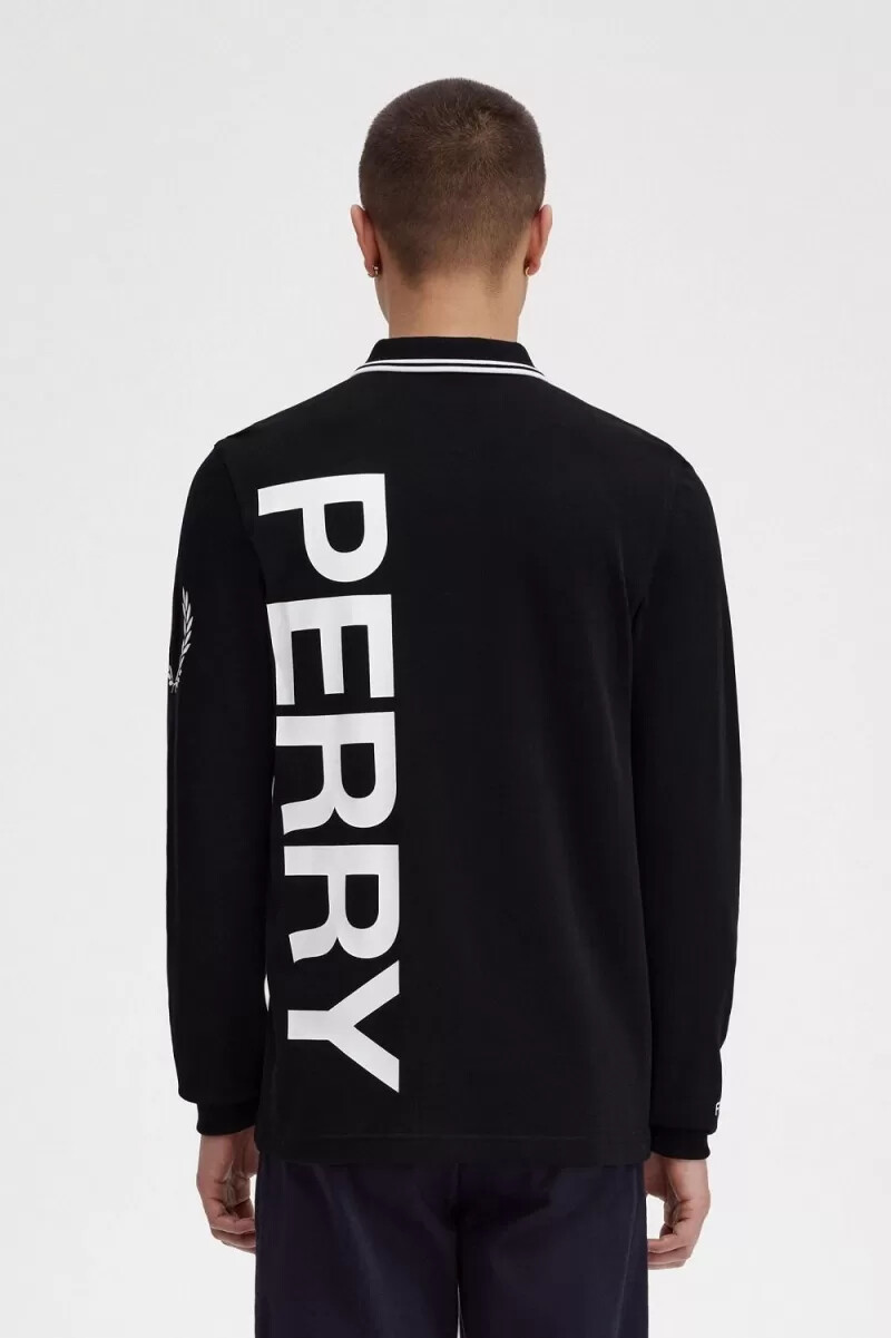 camicia da uomo a maniche lunghe fred perry bold graphic nera