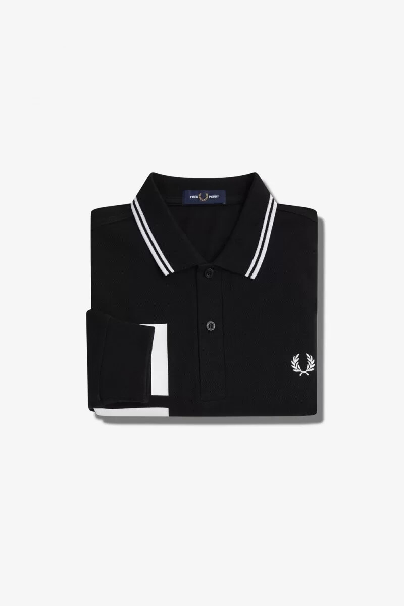 camicia da uomo a maniche lunghe fred perry bold graphic nera