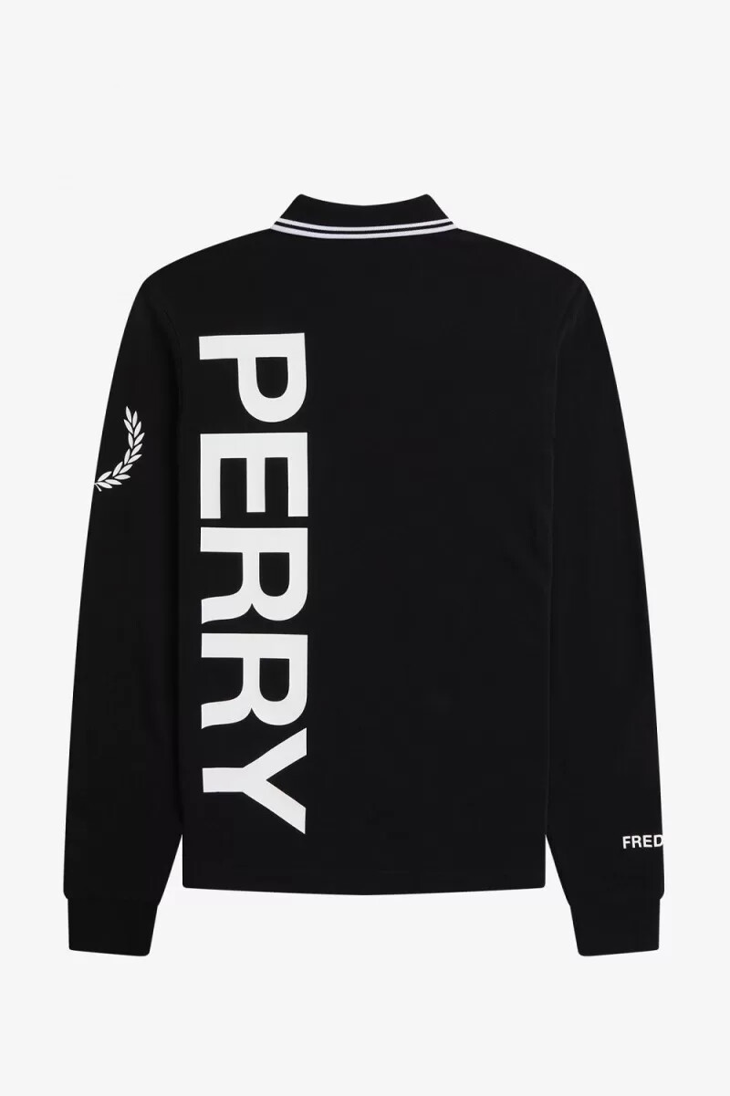 camicia da uomo a maniche lunghe fred perry bold graphic nera