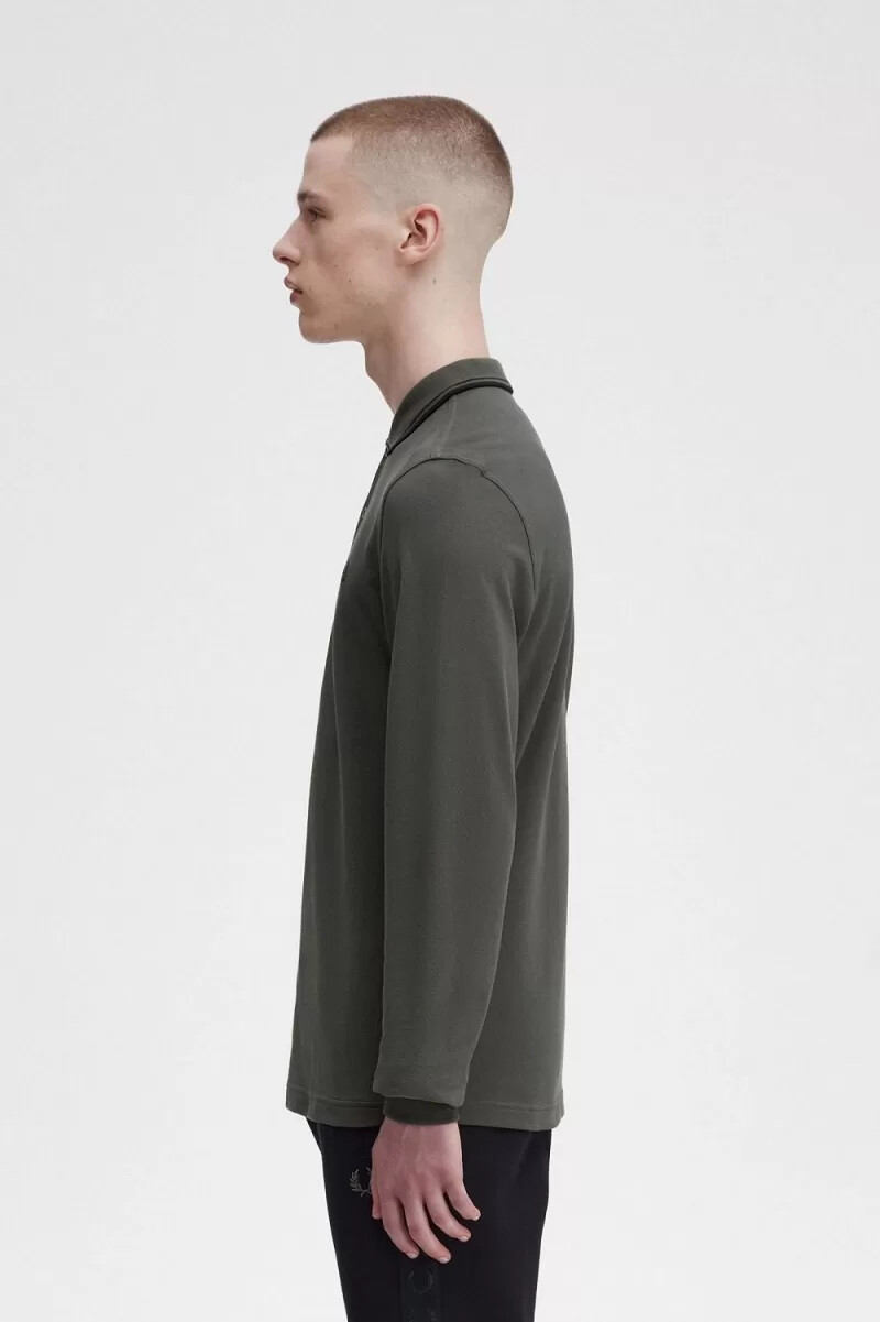 fred perry m3636 camicia da uomo verde campo nera