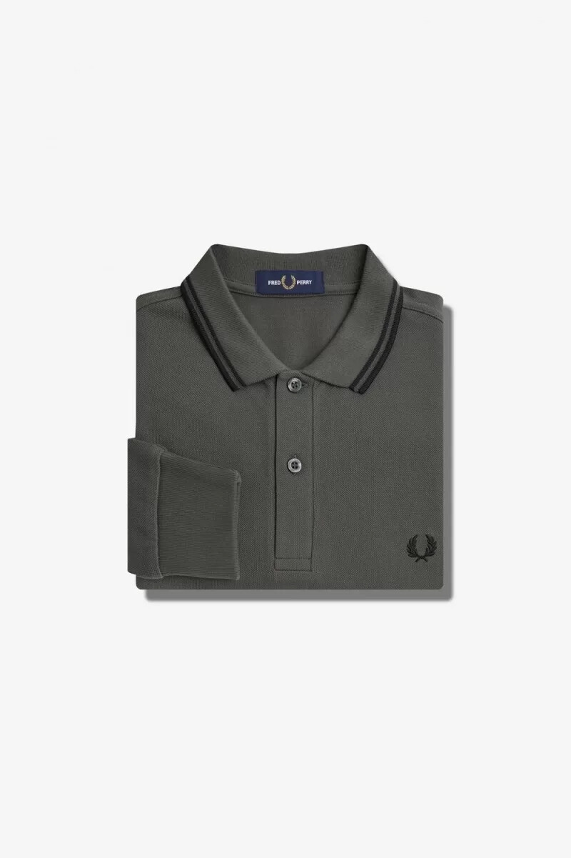 fred perry m3636 camicia da uomo verde campo nera